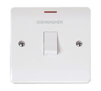 Click Mode CMA2623-DW White Moulded 20A Double Pole Switch with LED - Dishwasher Etching