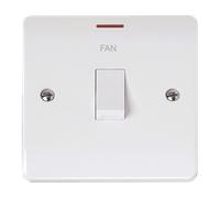 Click Mode CMA2623-FN White Moulded 20A Double Pole Switch with LED - Fan Etching