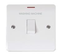 Click Mode CMA2623-WM White Moulded 20A Double Pole Switch with LED - Washing Machine Etching