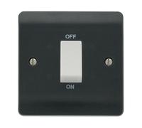 Click Mode CMA500AG Part M 45A 1G Double Pole Plate Switch + White Rocker - Anthracite Grey