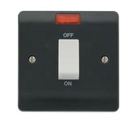 Click Mode CMA501AG Part M 45A 1G Double Pole Plate Switch + Neon + White Rocker - Anthracite Grey