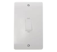 Click Mode CMA502 White Moulded 45A 2G (Vertical) Double Pole Plate Switch + White Rocker