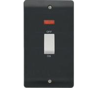 Click Mode CMA503AG Part M 45A 2G (Vertical) Double Pole Plate Switch + Neon (White Rocker) - Anthracite Grey
