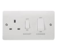 Click Mode CMA504 White Moulded 45A 2G DP Switch + 13A DP Switched Socket + White Rockers