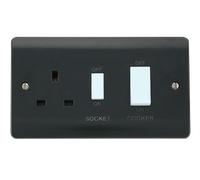 Click Mode CMA504AG Part M 45A 2G DP Switch + 13A DP Switched Socket (White Rockers) - Anthracite Grey