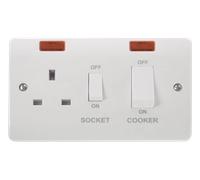 Click Mode CMA505 White Moulded 45A 2G DP Switch + 13A DP Switched Socket + Neon + White Rockers