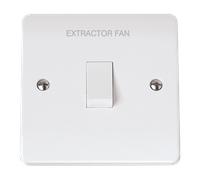 Click Mode CMA622-EF White Moulded 20A Double Pole Switch - Extractor Fan Etching