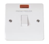 Click Mode CMA623-FF White Moulded 20A Double Pole Switch with Neon - Fridge Freezer Etching