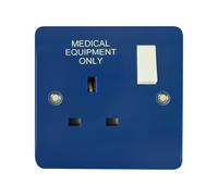 Click Mode CMA635BL 13A 1G DP Switched Socket + Twin Earth Terminals - Blue (Medical Equipment Only)