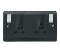 Click Mode CMA736AG Part M 13A 2G DP Switched Locating Plug Socket (Outboard Rockers) - Anthracite Grey