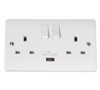 CLICK Mode CMA770 USB 2 Gang Switched Socket 13A
