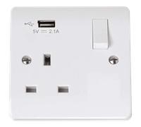 Click Mode CMA771U White Moulded 13A 1G Switched Socket Outlet + 1x 2.1A USB