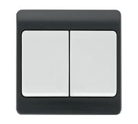 Click Mode CMA812AG Part M 10AX 2 Gang 2 Way Wide Rocker Switch - Anthracite Grey