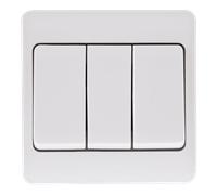 Click Mode CMA813 White Moulded 10AX 3 Gang 2 Way Wide Rocker Switch