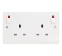 Click Mode CMA840 White Moulded 13A 2G DP Switched Socket + Neon with Outboard Rockers