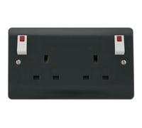 Click Mode CMA840AG Part M 13A 2G DP Switched Socket + Neon (Outboard Rockers) - Anthracite Grey