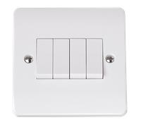 Click Mode CMA9014 White Moulded 10AX 4 Gang 2 Way Single Plate Switch