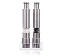Click n’ Spice Salt and Pepper Grinder Set, Spice Grinders, Salt and Pepper Mill, Shaker, Thumb Press, Stainless Steel, 2 Pack