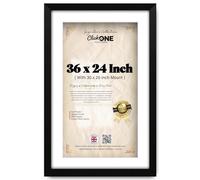 Click One 36 X 24 Inch Picture Frame With 30 X 20 Inch White Mount Versatile Photo Frame For Wall And Desk Display Of Prints In Home And Office Living Room Decor 91.44 X 60.96 Cm Matt Black