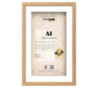 Click One A1 59.40 X 84.10 Cm Picture Frame With A2 41.90 X 59.40 Cm White Mount Flat Style MDF Photo Frame With Clear Perspex For Poster Photo Print Living Room Home Decor 33 X 23 Inch Oak