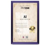 Click One A1 Modern Large Format Frame | 59.4 x 84.1 cm Flat MDF Wood with Perspex, Strong Metal Clips & Sawtooth Hangers | Gallery Quality Home Office Display - Purple