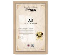 Click One A3 Beech Wood Picture Frame for Posters & Photos, 42x29.7 cm | MDF wood, 2 mm Perspex, 30 mm moulding width, 8 mm rebate, Wall mounting hardware, Shrink-wrapped
