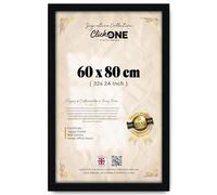 Click One Black Photo Frame 80 x 60 cm Poster Display with UV Protection Acrylic Hanging Hardware for Wall Mounting Display Picture Vertically or Horizontally MDF backboard