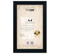 Click One Black Photo Frame A4-21 × 29.7 cm Poster Display with UV Protection Acrylic Hanging Hardware for Wall Mounting Display Picture Vertically or Horizontally MDF backboard