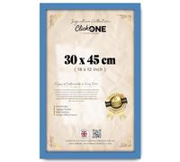 Click One Classic White Engineered Wood Finish 30 X 45 CM Poster Picture Frame Ideal For Posters 18 X 12 Inch Wall Decor Blue Slim Profile Border Protective Backing Ready To Hang With Mat