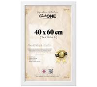 Click One - Classy Rectangle MDF Photo Frame (40 X 60 CM) | White Border With Clear Perspex Front - Versatile Wall Or Table Display For Family Portraits, Art Prints, Certificates, Memories