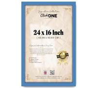 Click One Elegant 24 X 16 Inch Poster Picture Frame Rectangle Solid Engineered Wood Wall Hanging Award Winning Finish Blue 60.96 X 40.64 Cm With Mounting Hardware And Protective Glass Cover