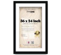 Click One Elegant Engineered Wood Finish 36 X 24 Inch Poster Frame With 30 X 20 Inch White Mount For Wall Decor 91.44 X 60.96 Cm Ideal For Art Display And Family Photo Gallery Black