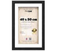 Click One - Elegant Engineered Wood Finish 40 X 50 Cm Poster Frame With 40 X 30 Cm White Mount And 16 X 20 Inch Mat For Artwork Wall Decor And Home Decor In Black With Clear Cover And Hanging