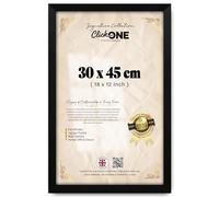 Click One Elegant Medium Rectangle Poster Picture Frame 30 X 45 CM 18 X 12 Inch Handmade Solid Engineered Wood Finish With Hanging Hooks Matt Black Border For Home Office Gallery Display