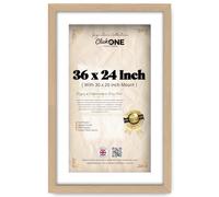Click One Engineered Wood Finish 36 X 24 Inch Poster Frame With 30 X 20 Inch White Mount And Easy Mount Hooks For Wall Display Room Beech Finish With Hanging Hardware (91.44 X 60.96 Cm)