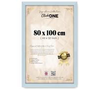 Click One Exquisite 80x100 cm / 40x32 inch Light Grey Poster & Photo Frame in Premium Engineered MDF with Sleek Flat Profile, Durable Metal Clips, Non-Reflective Perspex Display