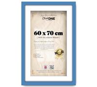 Click One Flat Engineered Wood Finish 60 X 70 Cm Picture Frame With 60 X 50 Cm White Mount For Portrait And Landscape Display 28 X 24 Inch Wall Hanging Home Room Interior Blue Easy Mount System