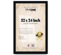Click One Flat Style Frame 32 X 24 Inch Picture Frame For Poster Photo Artwork Or Print Thin Edge Slim Rectangle Display With Wall Hooks 81.28 X 60.96 CM Black Wall Hanging Gallery Ready