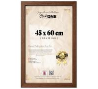 Click One - Modern Flat Rectangle Picture Frame (45 X 60 CM) | Tabletop And Wall Mounting For 24 X 18 Inch Photos Paintings Posters Artwork Dark Oak Finish With Slim Profile And Classic Edge