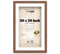 Click One Modern Wall 30 X 20 Inch Poster Frame With A2 41.90 X 59.40 Cm White Mount For Home Office Display Clear Acrylic Front Mdf Backing Two Way Wall Hanging Hooks Walnut 76.2 X 50.8 Cm