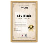 Click One Modern Wall Poster Frame 14 X 11 Inch Contemporary Home Office Decor Display Poster Clear Acrylic Front Mdf Backing Both Ways Wall Hanging Hooks 35.56 X 27.94 Cm Pine For Living Room