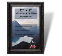 Click One Ornate Black Shabby Chic Picture Frame | Antique Vintage Style| Portrait & Landscape Black Maxi Frame with MDF Backing For Wall, Prints, Puzzle & Artwork (12" x 8" (30.48 cm x 20.32 cm))