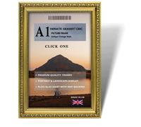 Click One Ornate Gold Shabby Chic Picture Photo Poster Frame -Gold Antique Vintage Style - MDF backing board with Perspex Sheet | for Gift Wall Art Gallery Home Decor (A1 (59.4 cm x 84.1 cm))