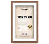 Click One Premium Poster Frame 40 X 60 Cm With 50 X 30 Cm White Mount Handmade Rectangle Engineered Wood Finish Hd Clear Crystal 24 X 16 Inch Perspex Display For Wall Art Picture Gallery Walnut