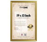 Click One Premium Rectangle 19 X 13 Inch Poster Frame With Crystal Clear Perspex For Vertical And Horizontal Display Of Art And Photos In Living Spaces 48.26 X 33.02 CM Gold With Slim Mount