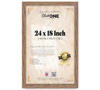 Click One Rectangle Classic Black Engineered Wood Finish 24 X 18 Inch Frame For Posters Engineered Wood 60.96 X 45.72 CM For Art Gallery Home Decor Dark Oak With Hanging Hardware Included