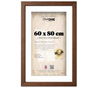Click One Rectangle Elegant Wood Finish Poster Frame 60 X 80 Cm With 70 X 50 Cm White Mount For Art And Home Decor 32 X 24 Inch Ideal For Wall Gallery And Artwork Walnut Slim Ready To Hang