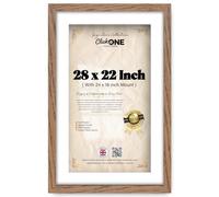 Click One Rectangle Poster Frame 28 X 22 Inch With 24x18 Inch White Mount Wooden Photo Frame Solid Engineered Wood Grain 71.12 X 55.88 Cm With Perspex For Artwork Dark Oak Gallery Ready