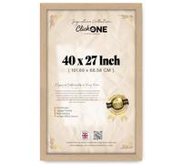 Click One Sophisticated 40 X 27 Inch Frame With Clear Perspex Front Ideal For Showcasing Paintings And Photos In Modern Art Spaces 101.60 X 68.58 Cm Beech Wood Finish With Hanging Kit
