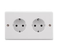Click Polar BA038PW White Moulded Double European Socket